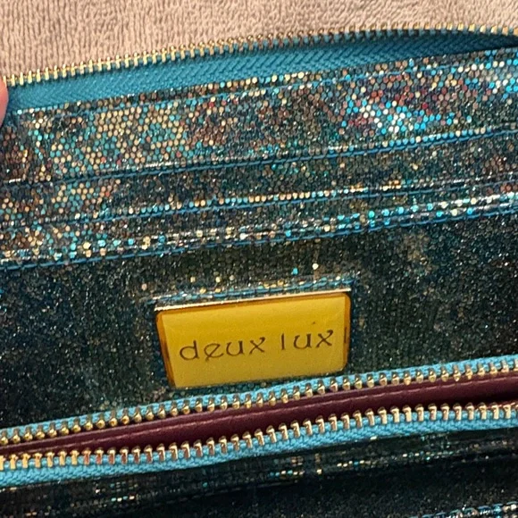 Deux Lux Blue Glitter and Iridescent Heart Wallet - Picture 4 of 10